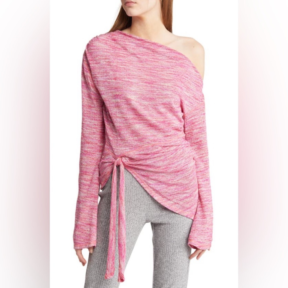 Free People Golden Hour One Shoulder Top in Strawberry Fields NEW